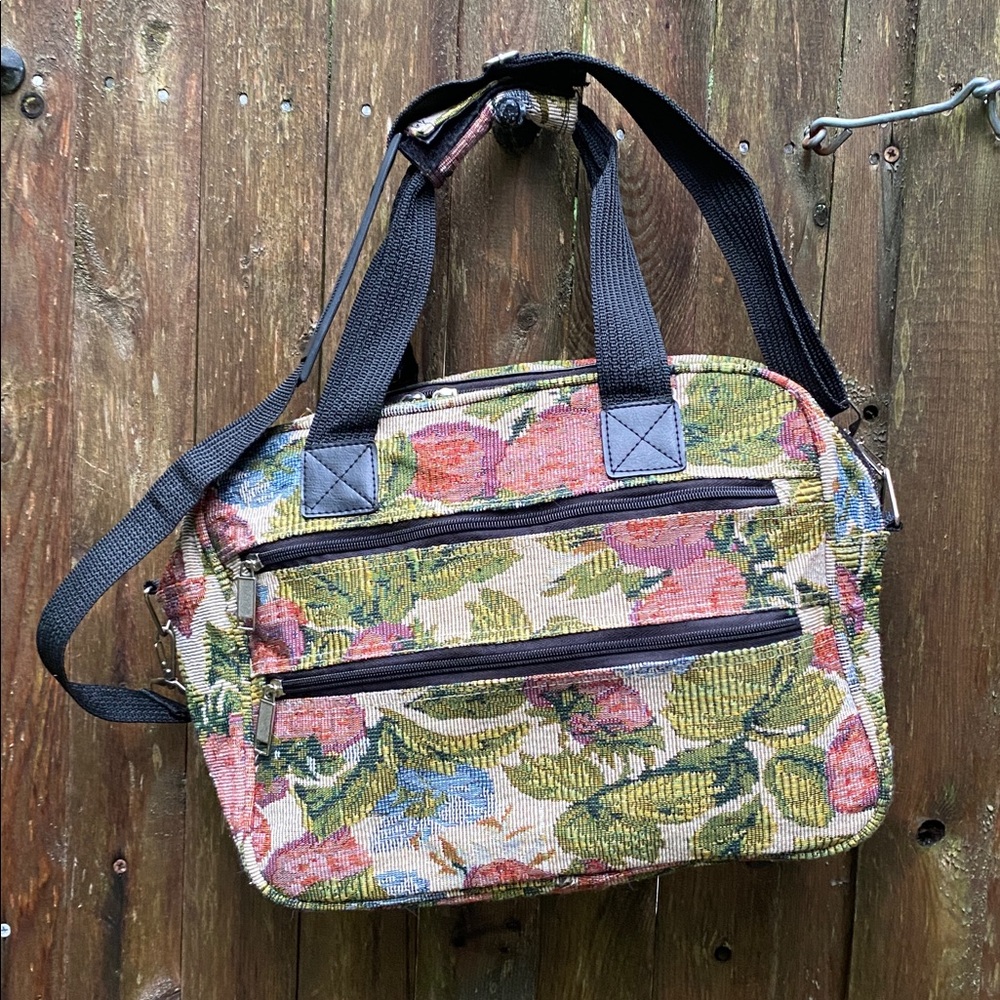 Floral Tapestry Travel Overnight Shoulder Bag
